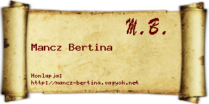Mancz Bertina névjegykártya